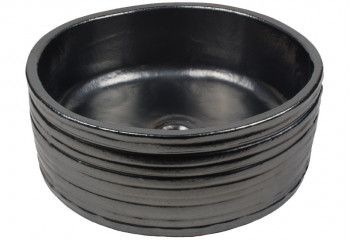 vasque a poser ronde striée noir mat
