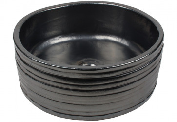 vasque a poser ronde striée noir mat