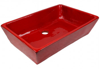 vasque a poser ceramique rouge
