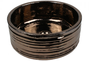 vasque a poser ronde striée noir brillant