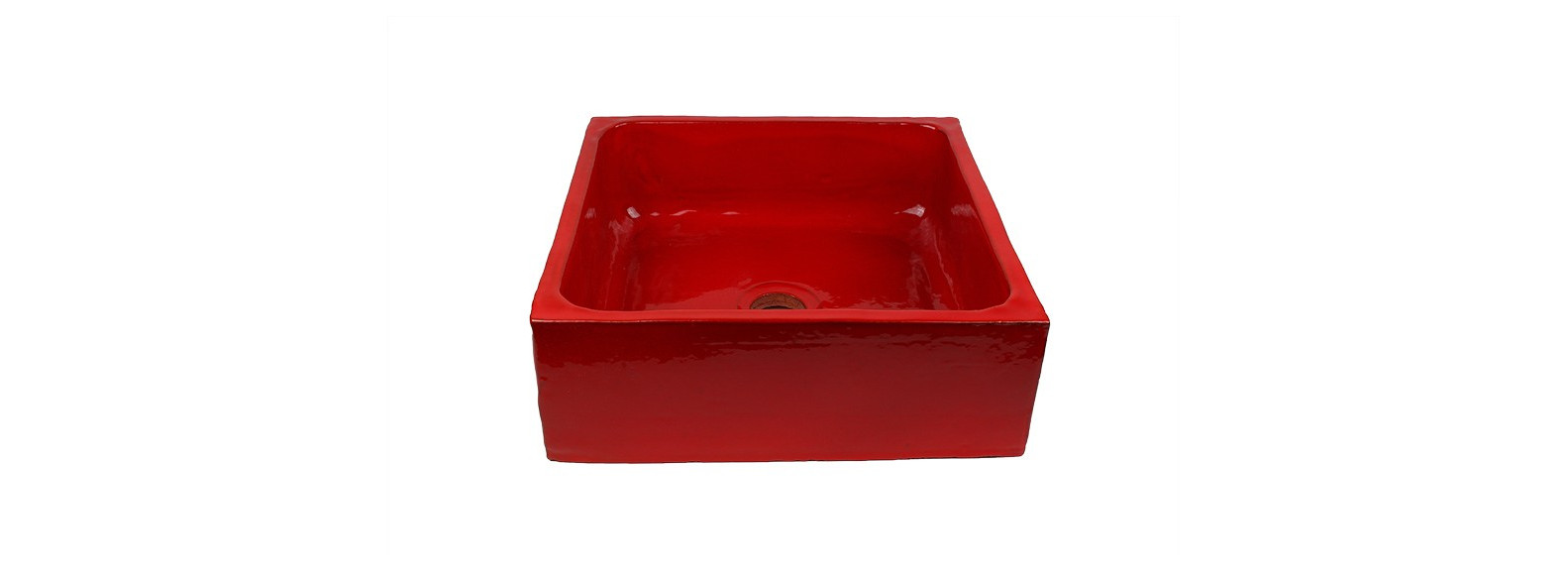 vasque a poser carrée rouge