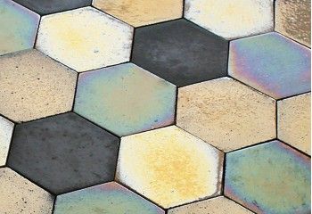carrelage hexagonal aspect metal