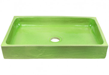 vasque a poser rectangulaire vert chlorophylle
